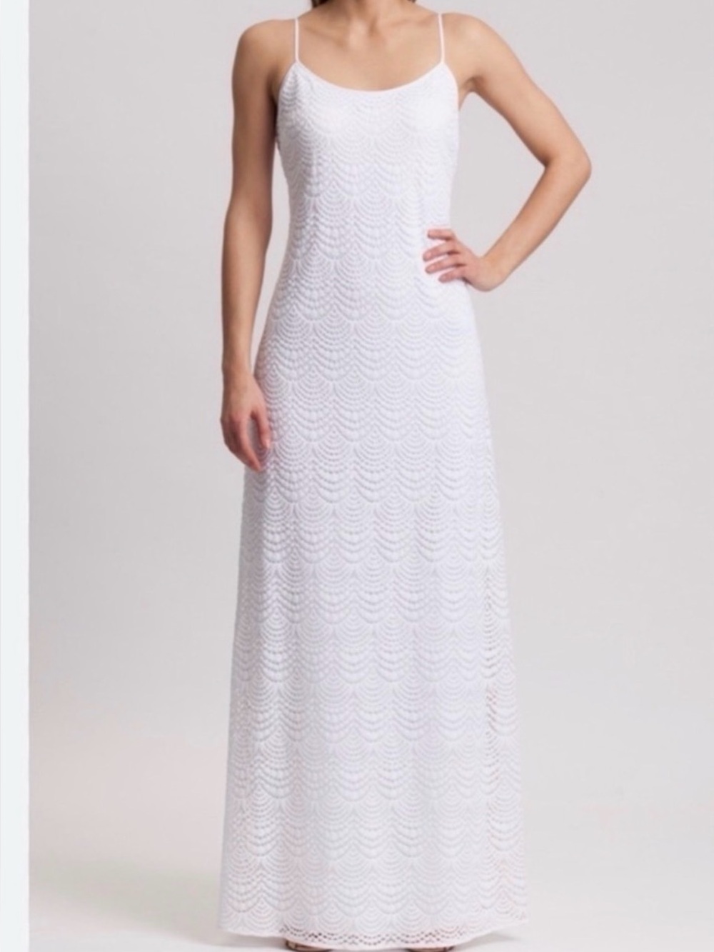 Lilly Pulitzer White Lace Maxi Slip Dress with Spaghetti Straps